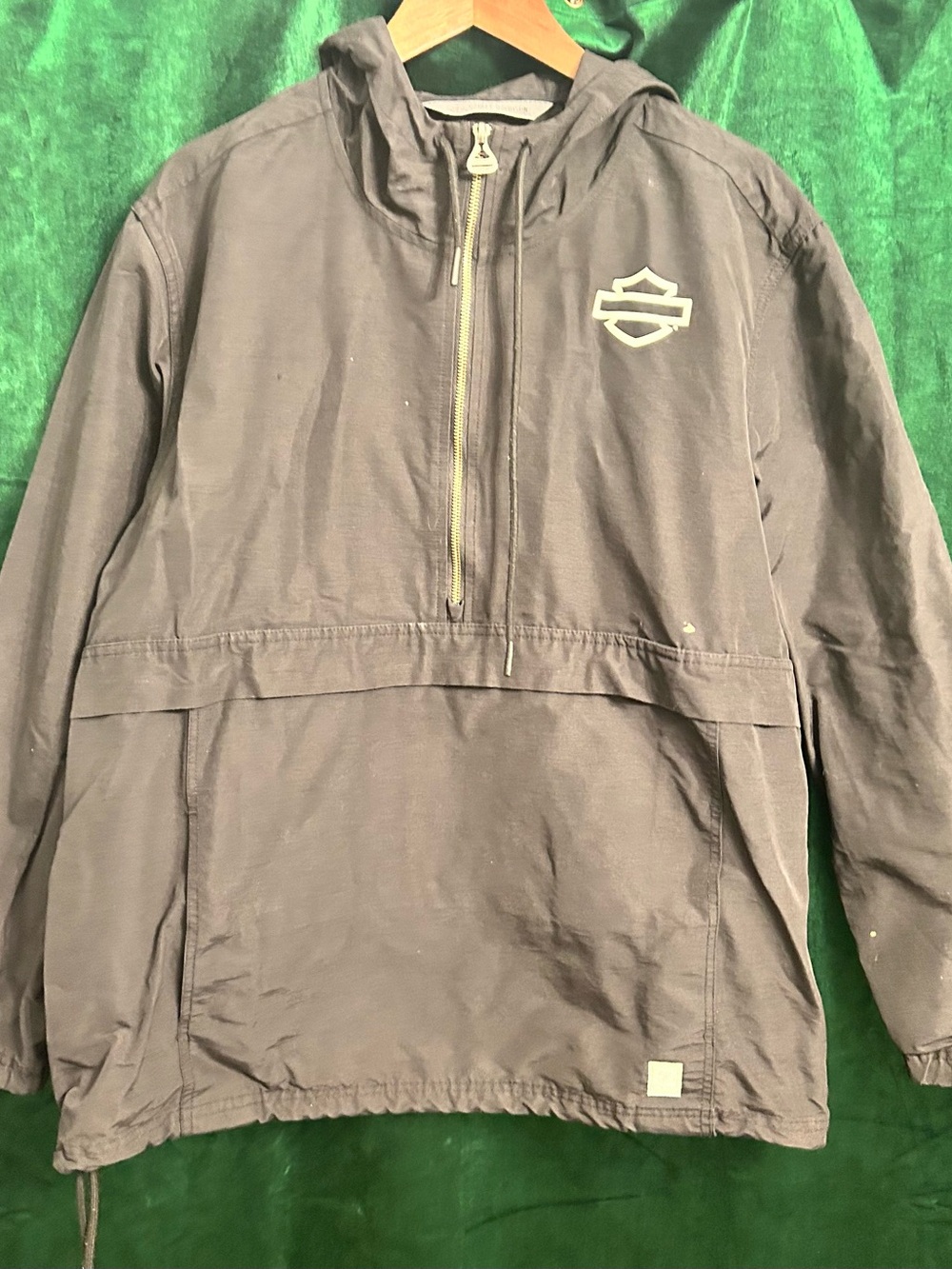 Harley-Davidson Black Hooded Anorak Raincoat
